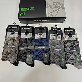 Carrier 1156 - Erkek Bambu Desenli Soket Çorap (Kare Çizgili)