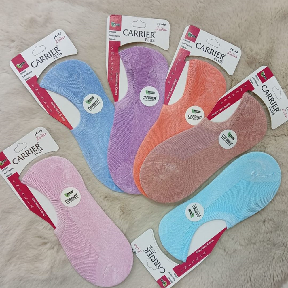 Carrier 2451 - Bayan Bambu Ekose Sneakers Çorap