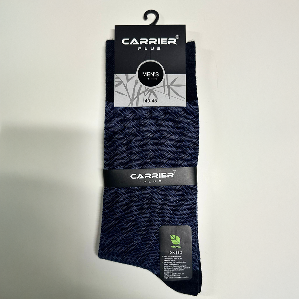 Carrier 1156 - Erkek Bambu Desenli Soket Çorap (Çapraz Çizgili)